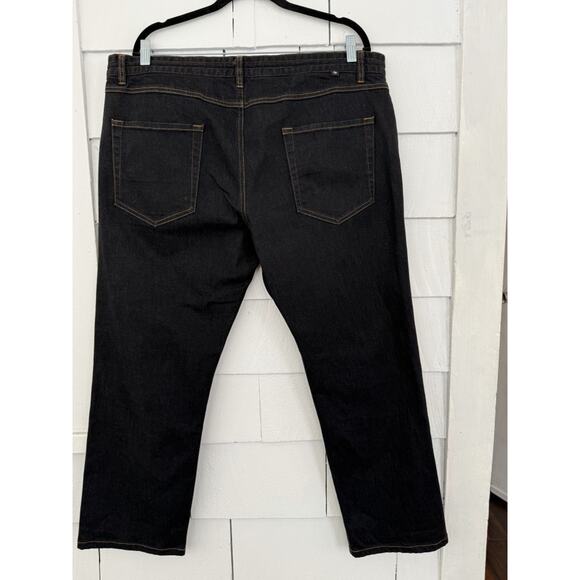Betabrand Mens 38x30 Black Dark Wash Plaid Interior Trim Drawstring Denim Jeans - Picture 2 of 10